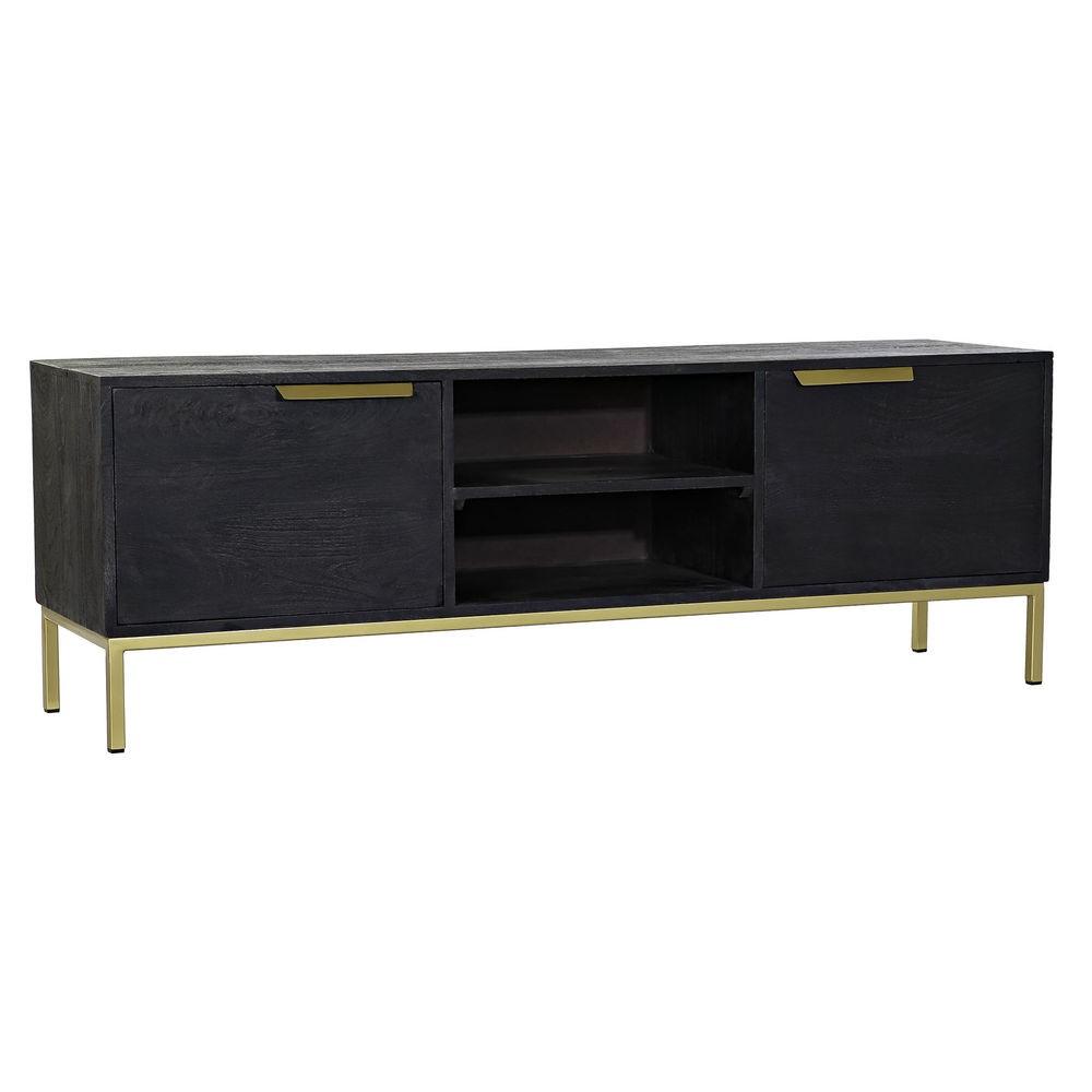 Tv-møbel   Sort Mangotræ Og Metal  147 40 51 Cm