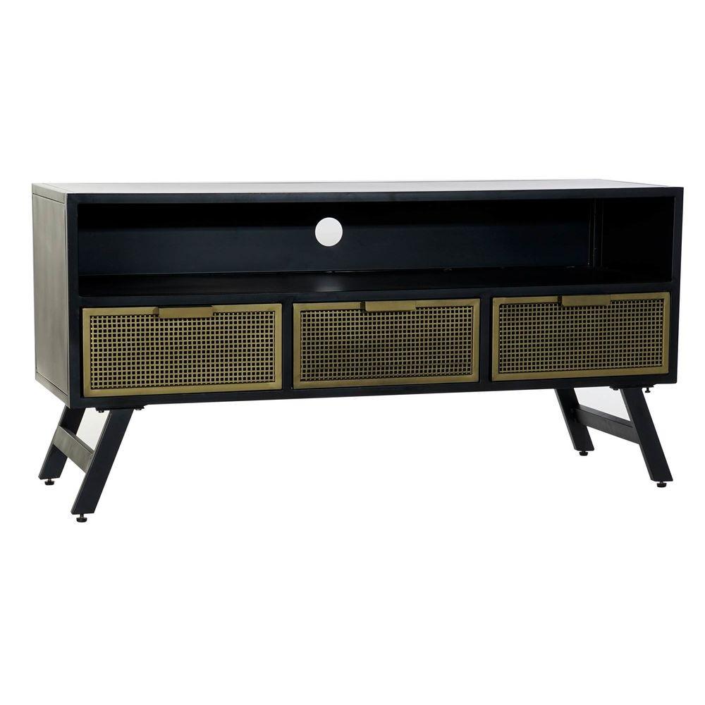 Tv-møbel   Sort Metal Med Gyldne Detaljer 125   41   62 Cm