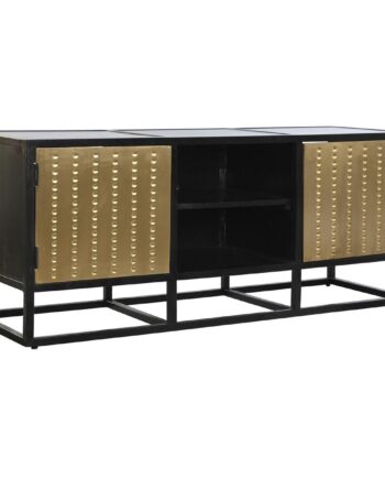 Tv-møbel   Sort Metal Og Træ 120   37   50 Cm