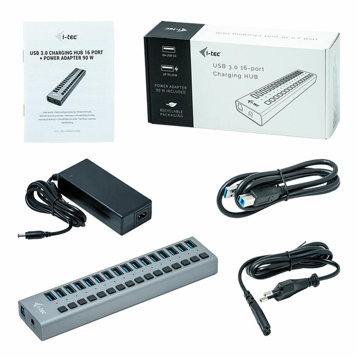 -tec Usb Hub Med 16 Porte Grå 90