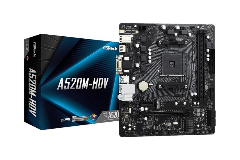 Asrock A520m-hdv Bundkort Micro Atx Socket Am4 Amd A520