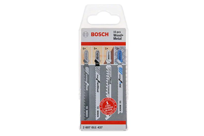 Bosch Stiksavsklingesæt For Træ Metal Hardwood 15 Stykker