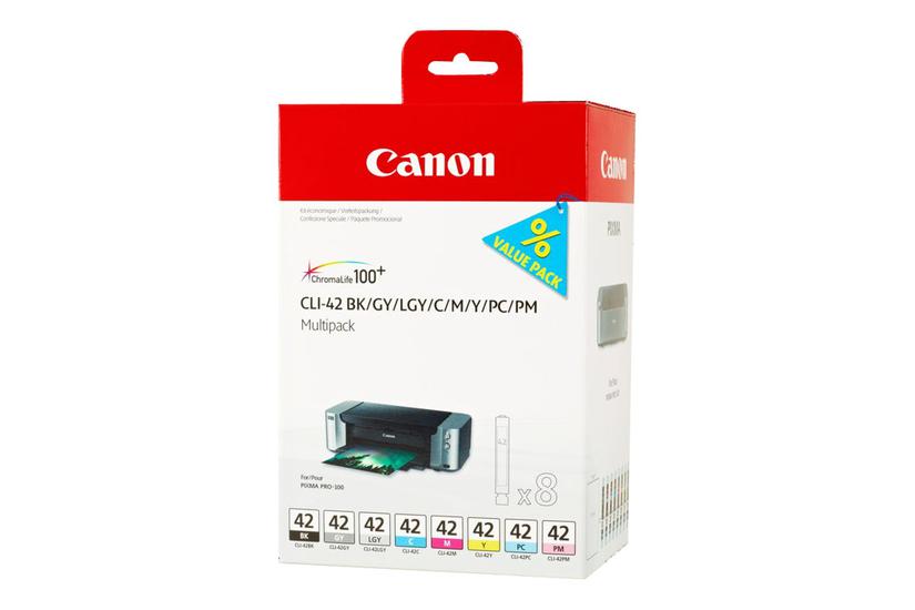 Canon Cli-42 Bk Gy Lg Pc Pm Multipack -pakke Grå Gul Cyan Magenta Lysegrå Fotocyan Fotomagenta Original Blækbeholder