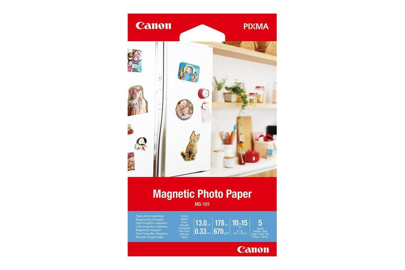 Canon Magnetic Photo Paper Mg-101 Magnetisk Fotopapir Skinnende Ark 100 150 Mm 670
