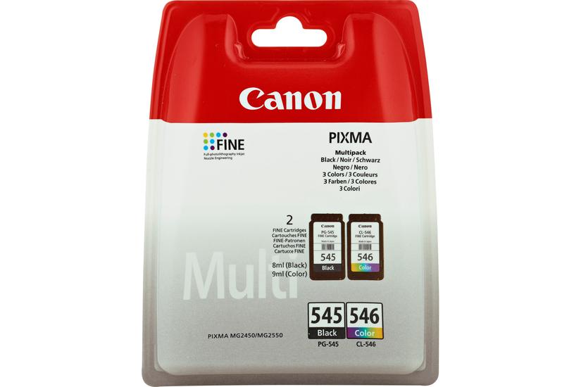 Canon Pg-545 Cl-546 Multipack Pakker Sort Farve Cyan Magenta Gul Original Blækpatron