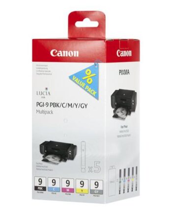 Canon Pgi-  Pbk       Gy Multi-pack   Pakker Grå  Gul  Cyan  Magenta  Foto-sort Original Blækbeholder