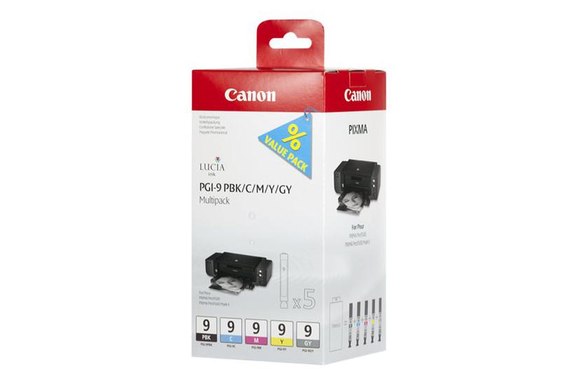 Canon Pgi- Pbk Gy Multi-pack Pakker Grå Gul Cyan Magenta Foto-sort Original Blækbeholder