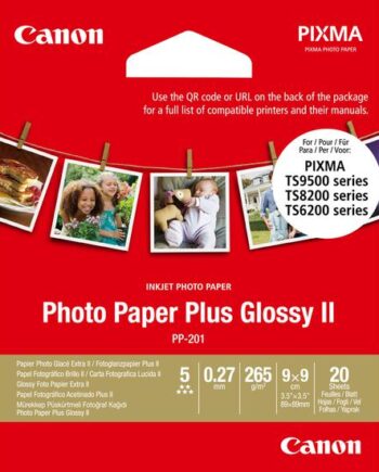 Canon Photo Paper Plus Glossy Ii Pp-201 Fotopapir Høj-skinnende 20 Ark 89   89 Mm 265