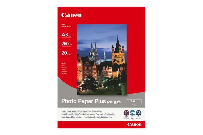 Canon Photo Paper Plus Sg-201 Fotopapir Semi-skinnende 20 Ark A3 260 Gsm