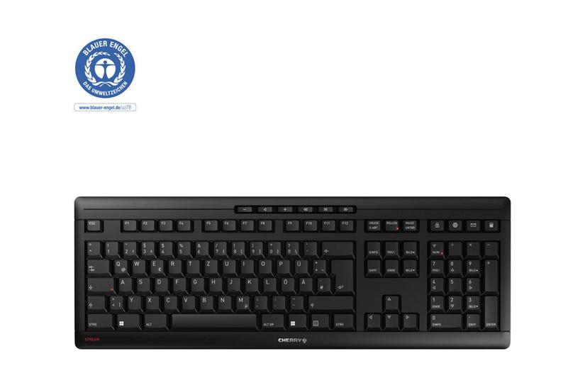 Cherry Stream Keyboard Wireless Tastatur Qwertz Tysk Sort Indgangsudstyr