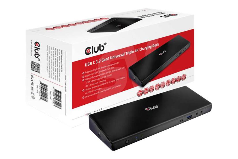 Club 3d Sensevision Connect Usb Gen1 Universal Triple 4k Charging Dock Dockingstation Usb- Hdmi Dp 1gbe