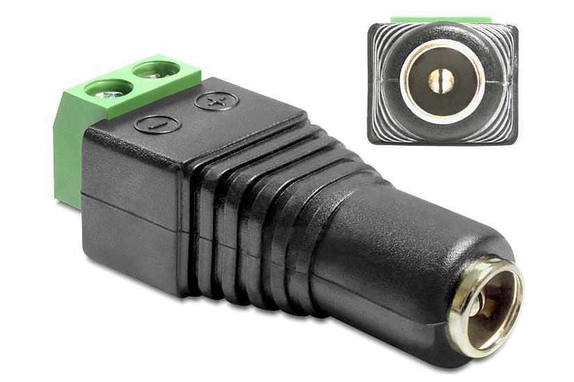 Delock Adapter Dc Mm Female Terminal Block Strømforsyningsadapter Pins Terminalblok Til Dc-stik Mm
