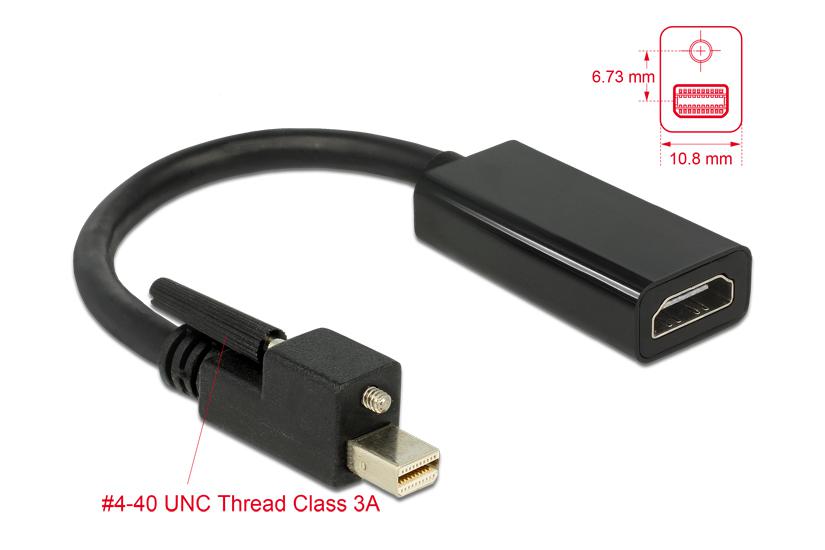 Delock Adapter Mini Displayport Male With Screw Hdmi Female 4k Active Black Video Transformer Parade Ps171 Sort