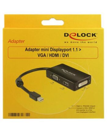 Delock Delock Adapter Mini Displayport     Male   Vga   Hdmi   Dvi Female Passive Video Transformer Sort