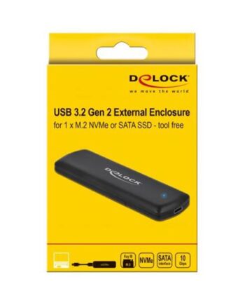 Delock External Usb Type-  Combo Enclosure For     Nvme Pcie Or Sata Ssd Lagringspakning     Nvme Card   Pcie  Nvme  Usb      Gen