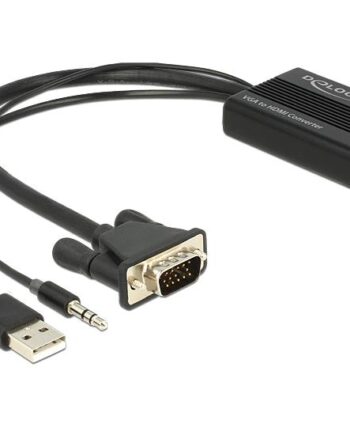 Delock Vga To Hdmi Adapter With Audio Video   Lyd Adapter Hdmi   Vga 25 Cm