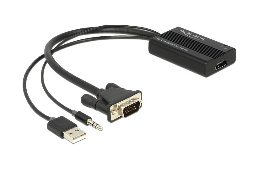 Delock Vga To Hdmi Adapter With Audio Video Lyd Adapter Hdmi Vga 25 Cm