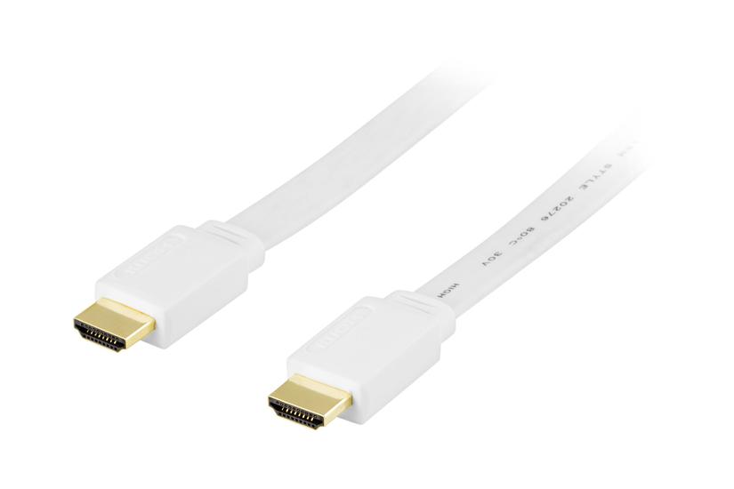 Deltaco Hdmi Til Hdmi Flad Med Ethernet Hvid