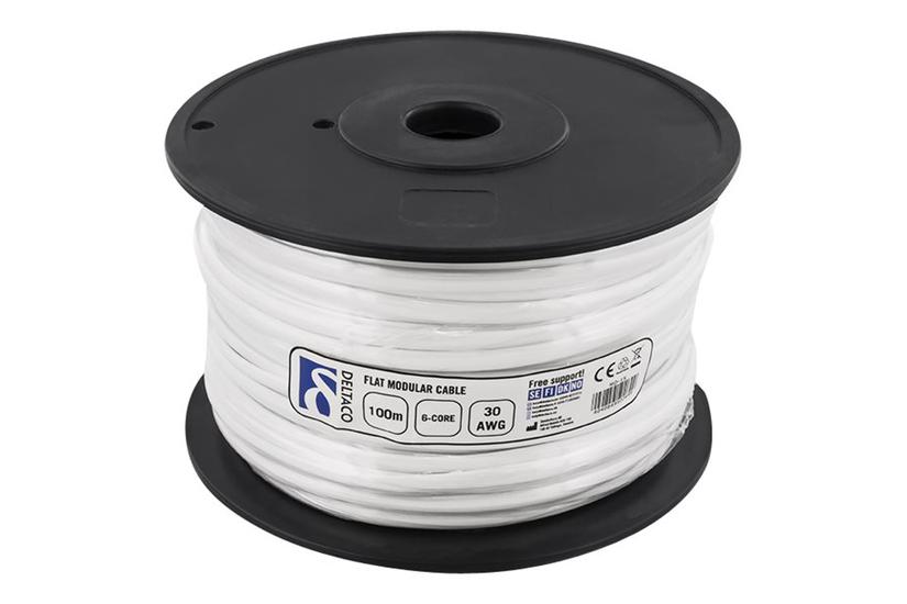 Deltaco Md-15 Bulk Telefonkabel 100 Hvid