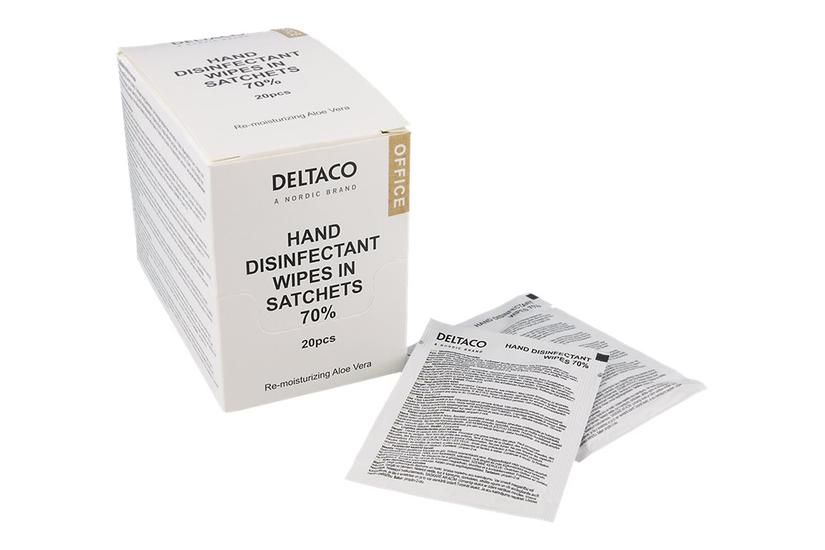 Deltaco Office Hand Sanitizing Wipes Hvid Pakke Med 20
