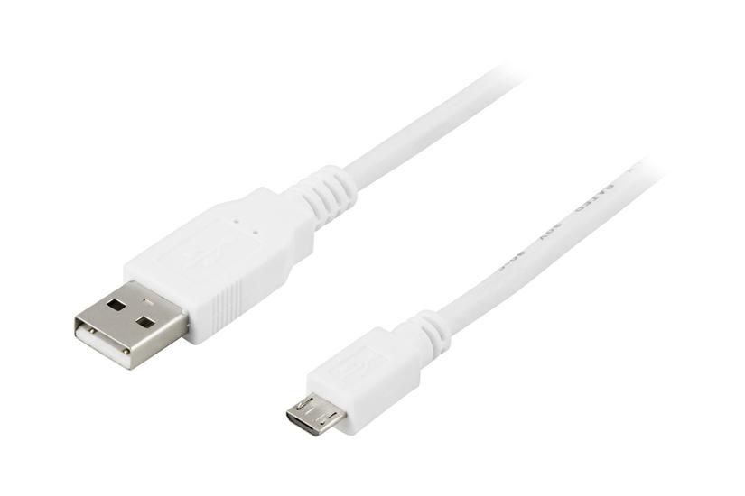 Deltaco Usb-299w Usb-kabel Usb Til Micro-usb Type 25 Cm
