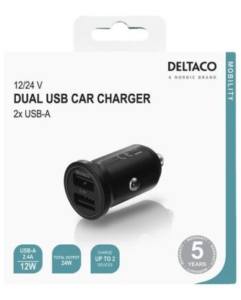Deltaco Usb-car127 Bilstrømsadapter Usb 24 Watt