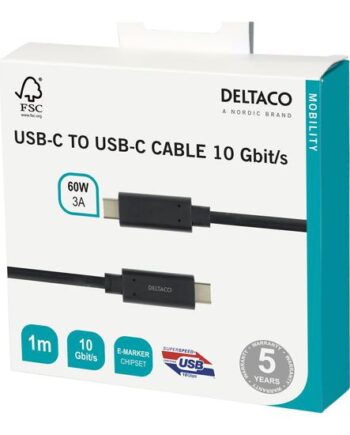 Deltaco Usbc-1122m Usb Type-  Kabel 24 Pin Usb-  Til 24 Pin Usb-