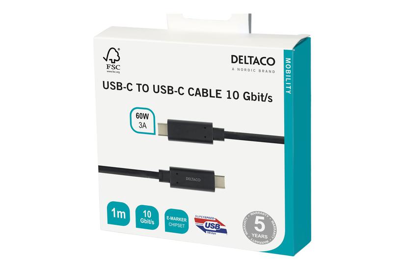 Deltaco Usbc-1122m Usb Type- Kabel 24 Pin Usb- Til 24 Pin Usb-