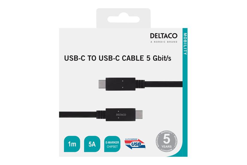 Deltaco Usbc-1501m Usb Type- Kabel 24 Pin Usb- Til 24 Pin Usb-