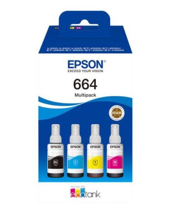 Epson Ecotank 664   Pakker Sort  Gul  Cyan  Magenta Original Blækrefill