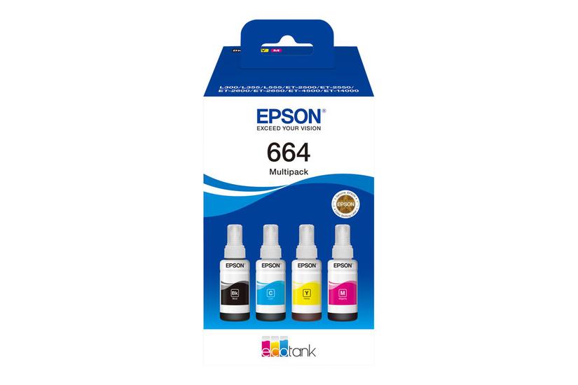 Epson Ecotank 664 Pakker Sort Gul Cyan Magenta Original Blækrefill