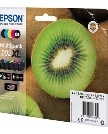 Epson Multipack 202    Pakker Høj Kapacitet Sort  Gul  Cyan  Magenta  Foto-sort Original Blækpatron