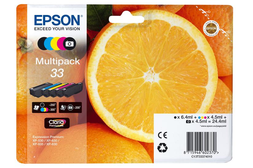 Epson 33 Multipack Pakker Sort Gul Cyan Magenta Foto-sort Original Blækpatron