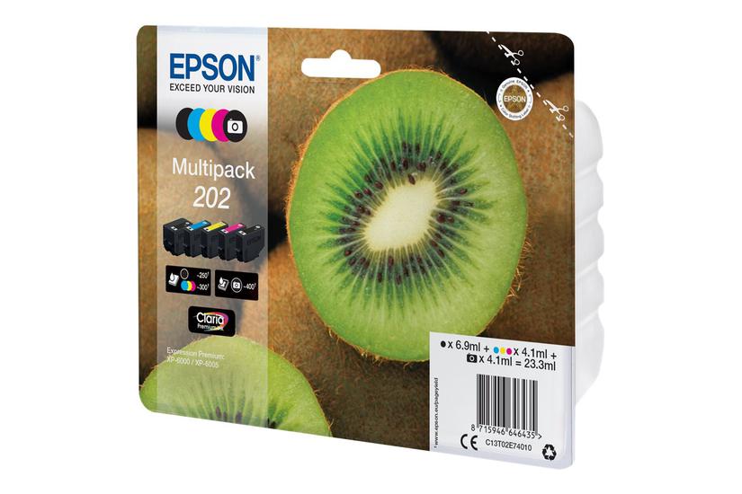 Epson 202 Multipack Pakker Sort Gul Cyan Magenta Foto-sort Original Blækpatron