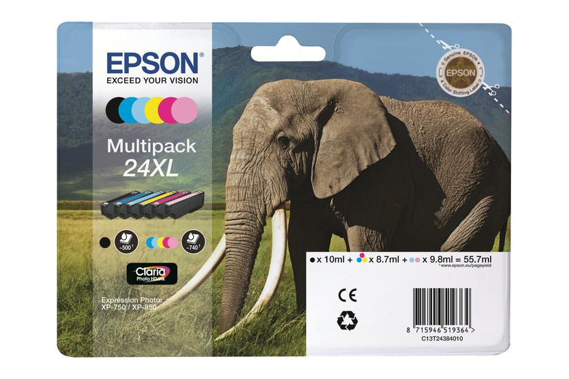 Epson 24 Multipack Pakker Sort Gul Cyan Magenta Lys Magenta Lys Cyan Original Blækpatron