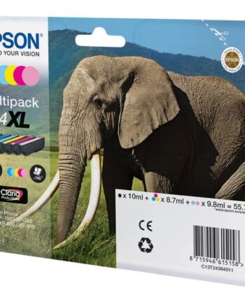 Epson 24  Multipack   Pakker   Sort  Gul  Cyan  Magenta  Lys Magenta  Lys Cyan Original Blækpatron