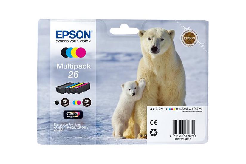 Epson 26 Multipack Pakker Sort Gul Cyan Magenta Original Blækpatron