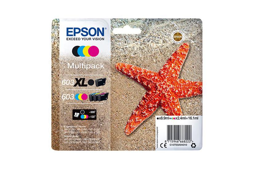 Epson 603 Multipack Pakker Sort Gul Cyan Magenta Original Blækpatron