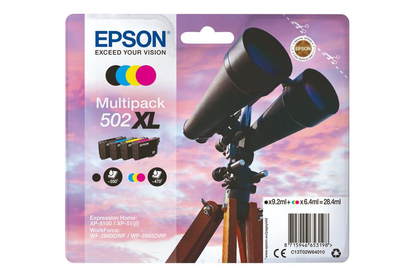Epson 502 Multipack Pakker Sort Gul Cyan Magenta Original Blækpatron