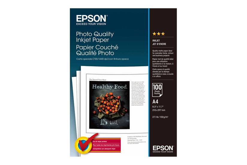 Epson Photo Quality Ink Jet Paper Papir Mat 100 Ark A4 102