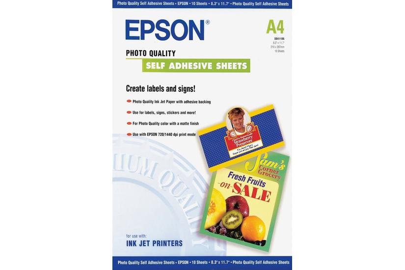 Epson Photo Quality Self Adhesive Sheets Ark 10 Stk A4 167