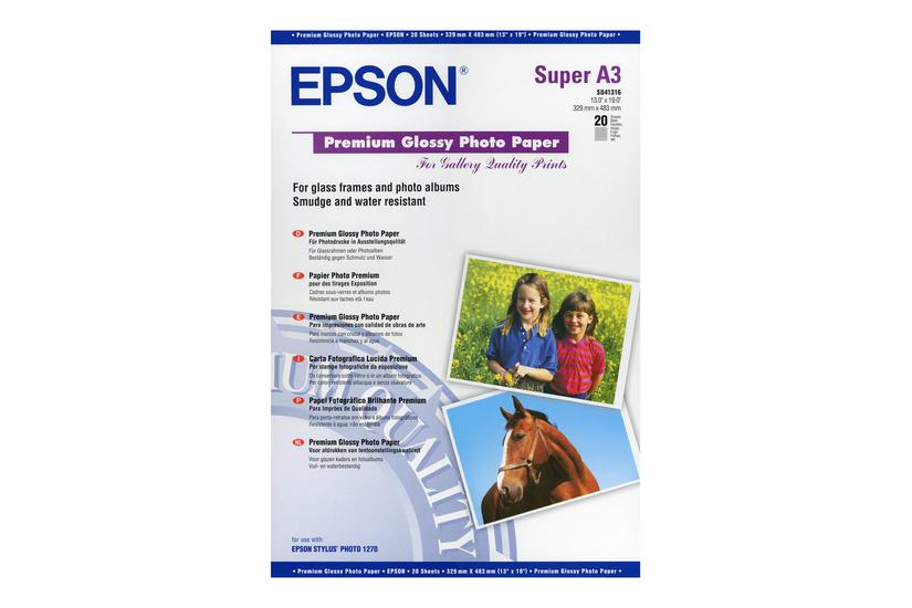 Epson Premium Fotopapir Skinnende 20 Ark Super A3 255