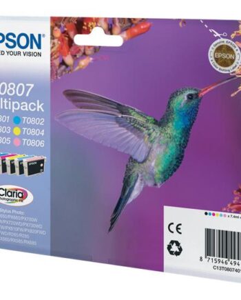 Epson T0807 Multipack   Pakker Sort  Gul  Cyan  Magenta  Lys Magenta  Lys Cyan Original Blækpatron