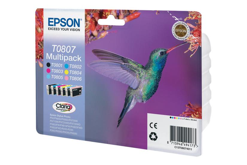 Epson T0807 Multipack Pakker Sort Gul Cyan Magenta Lys Magenta Lys Cyan Original Blækpatron