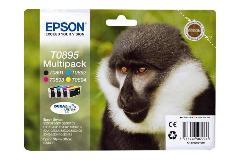 Epson T0895 Multipack Pakker Sort Gul Cyan Magenta Original Blækpatron