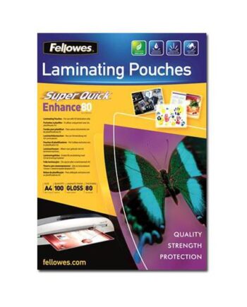 Fellowes Laminating Pouches Superquick Enhance 80 Micron 100-pakke Blank A4 Laminerings Poser
