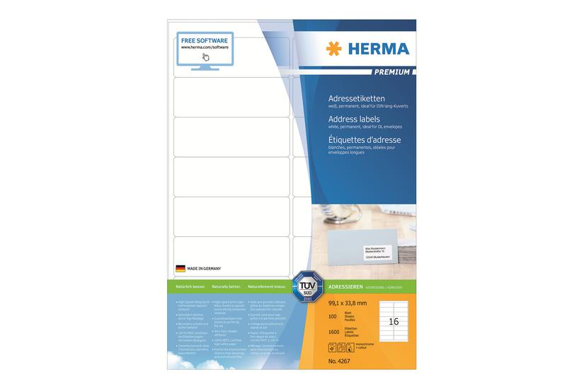 Herma Premium Laminerede Adressemærkater Mat 1600 Etikette 99 33 Mm