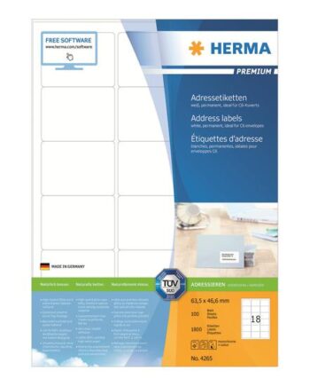 Herma Premium Laminerede Adressemærkater Mat 1800 Etikette    63     46   Mm