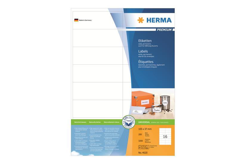 Herma Premium Laminerede Etiketter Mat 3200 Etikette 105 37 Mm