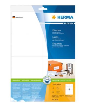Herma Premium Laminerede Etiketter Mat 80 Etikette    105   74 Mm